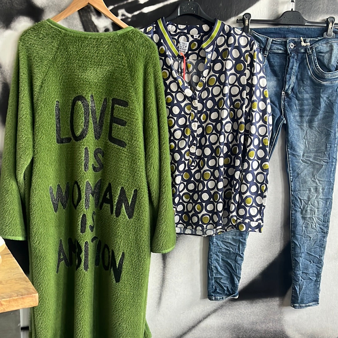 Bluse ,Navy white Dots, Emily van den Bergh