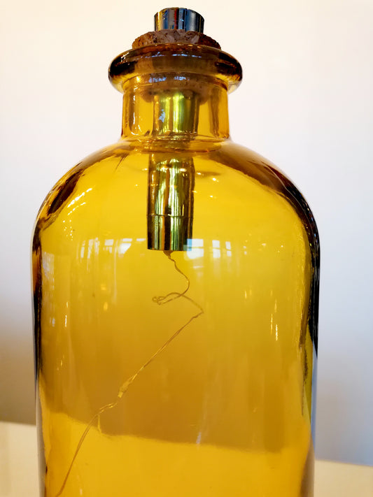 Flasche - gelb mit LED Lämpchen