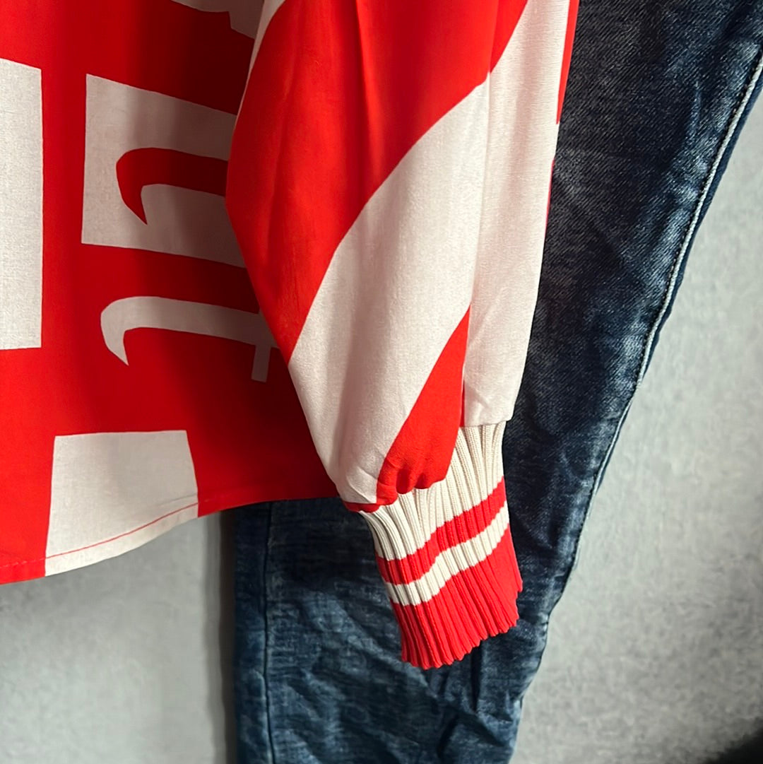 Bluse ,red Letters Stehkragen, Emily van den Bergh