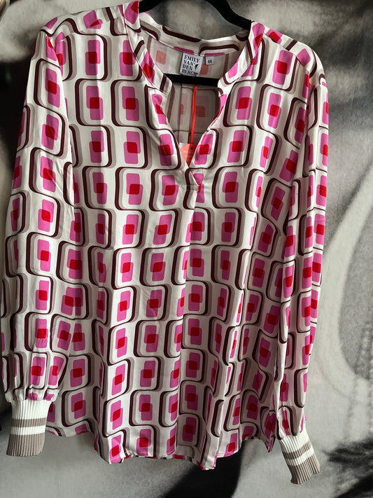 Bluse ,Pink/Rot geometric ,Emily van den Bergh