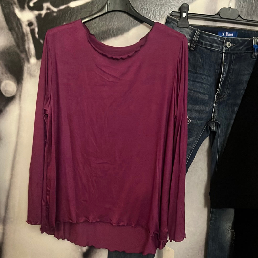 Shirt, Langarm , gekreuselt