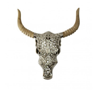 Skulptur Schädel , Stier, gestochen 40 cm, hängend
