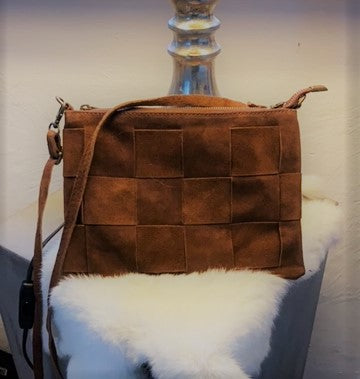 Tasche, Crossbag, leichte Tasche, Karomuster, Wildleder