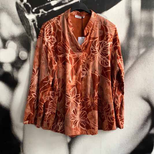 Bluse, mit Blättern/ Blumen Rost