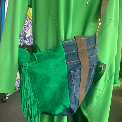 Tasche/ Shopper Jeanslook mit Wildleder