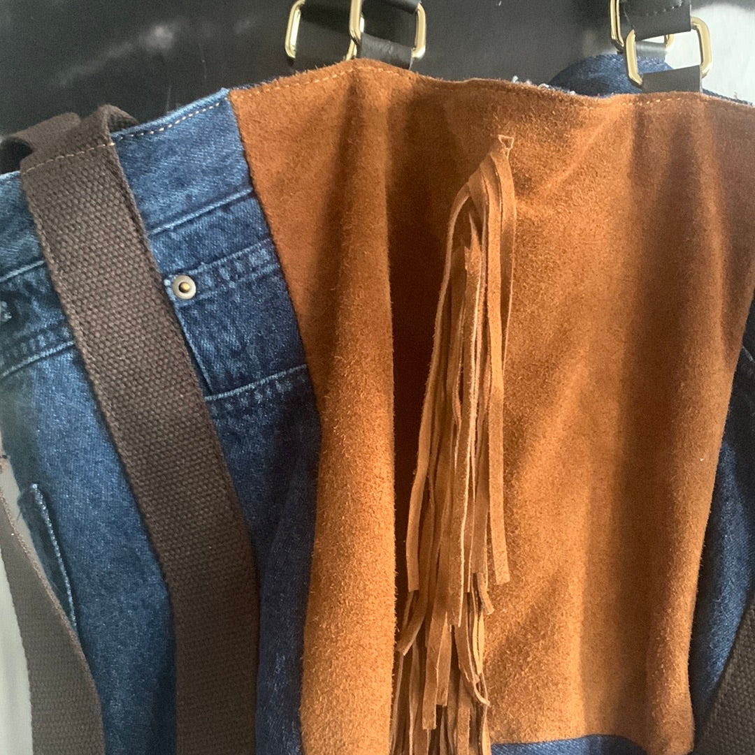 Tasche/ Shopper Jeanslook mit Wildleder
